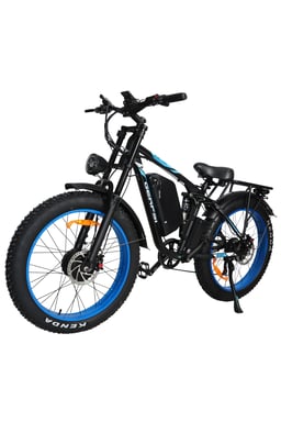 VéLo Électrique BAOLUJIE DP-2603 (feu arrière avec bretelles doubles) | Moteur 1500W*2 | Batterie 52V32Ah | Pneus 26 Pouces | Vitesse Max 55 km/h | Autonomie 65 km | Bleu