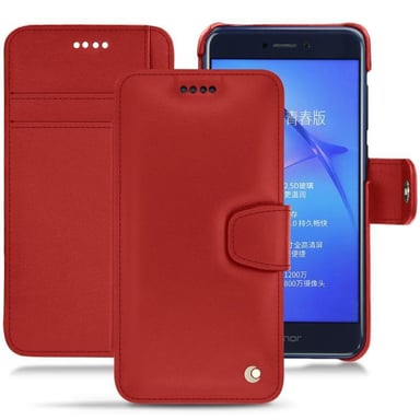 Housse cuir Huawei P8 Lite (2017) - Rabat portefeuille - Rouge - Cuir lisse