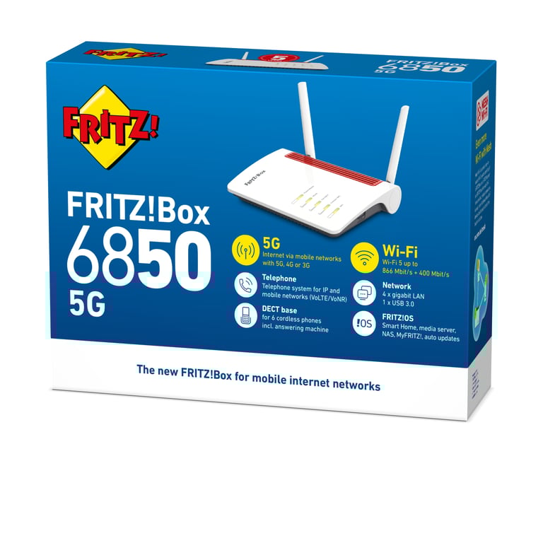 FRITZ!Box 6850 5G routeur sans fil Gigabit Ethernet Bi bande 2 4 GHz / 5 GHz Neuf - vue 3