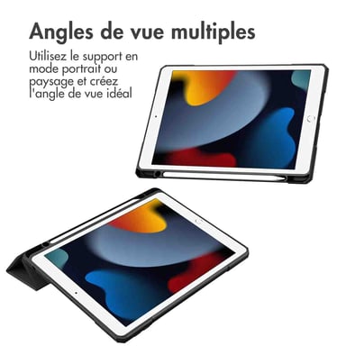imoshion Coque tablette rigide Trifold pour Apple iPad 9 (2021) 10.2 pouces / iPad 8 (2020) 10.2 pouces / iPad 7 (2019) 10.2 pouces - Noir