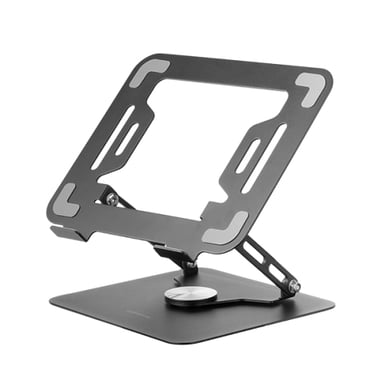 Mars Gaming MA-RSN, Soporte para Portátiles y Tablets hasta 17'', Ajuste en Altura + Inclinación + Rotación 360º, Stand Estructura Acero, Almohadillas
