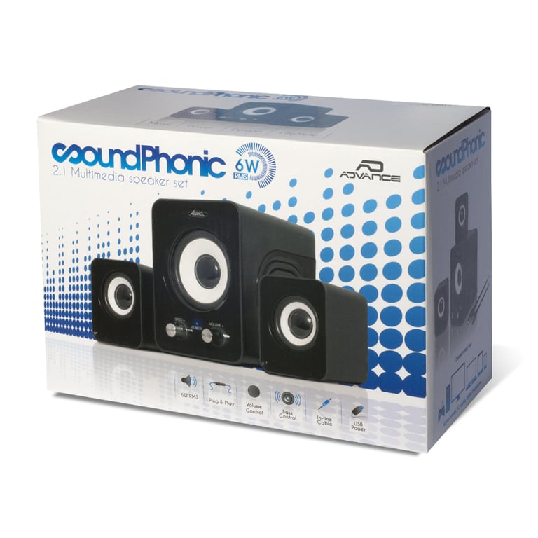 Pack Enceintes Advance SP-U803BK – 2.1, 6W RMS, USB, Contrôles Volume - vue 2