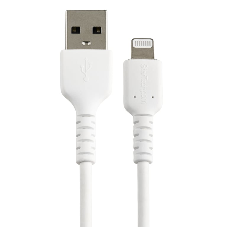 StarTech.com Cavo da USB-A a Lightning robusto bianco 15 cm - Cavo di ricarica/sincronizzazione da fibra aramidica di tipo A a Lightning - iPad/iPhone 12 - Certificato Apple MFi