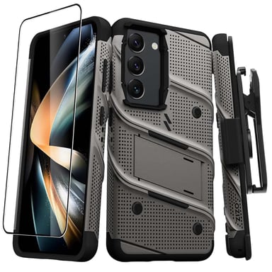 Custodia blindata per Galaxy S23 con supporto e vetro temperato ultra resistente