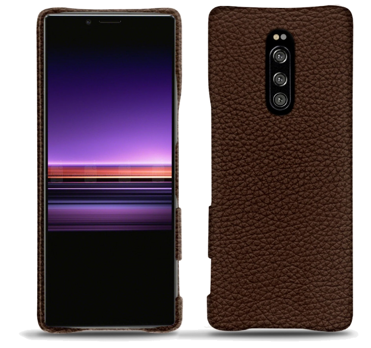 Coque cuir Sony Xperia 1 - Coque arrièreMarron