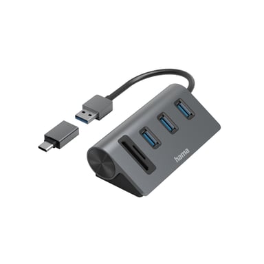 Hama 00200140 base para portátil y replicador de puertos USB 3.2 Gen 1 (3.1 Gen 1) Type-A Antracita, Negro