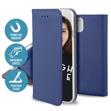 JAYM - Custodia Folio blu per Samsung Galaxy A13 5G ? Chiusura magnetica ? Funzione Cinema Stand ? Custodia per carte di credito inclusa