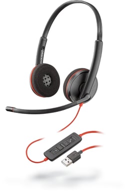 POLY Blackwire C3220 Casque Avec fil Arceau Appels/Musique USB Type-A Noir, Rouge