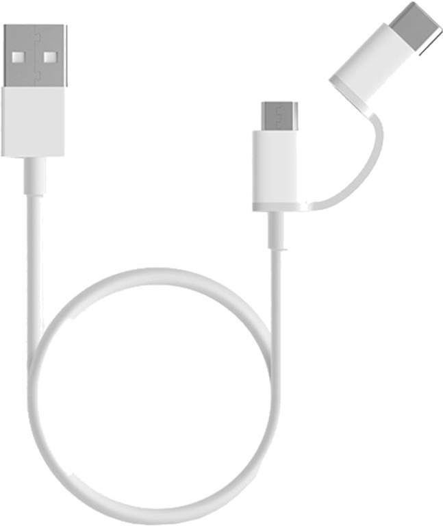 Cable Xiaomi Mi USB vers Micro USB + Type C 30cm (Blanc)