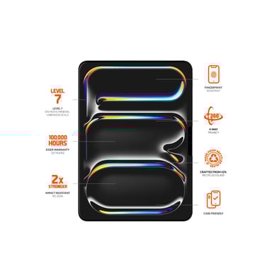 Eiger Funda de vidrio templado ASAHI 2.5D Privacy 360 Degree para iPad Air 11>> con tecnología anti-rotura Transparente