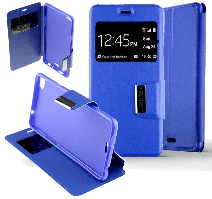 Etui Folio compatible Bleu Wiko Highway Pure