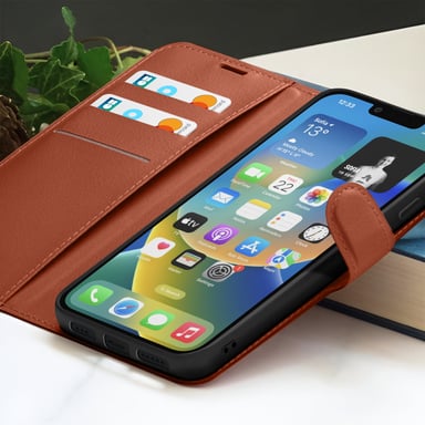 Custodia a portafoglio per iPhone 14 con supporto e linguetta magnetica