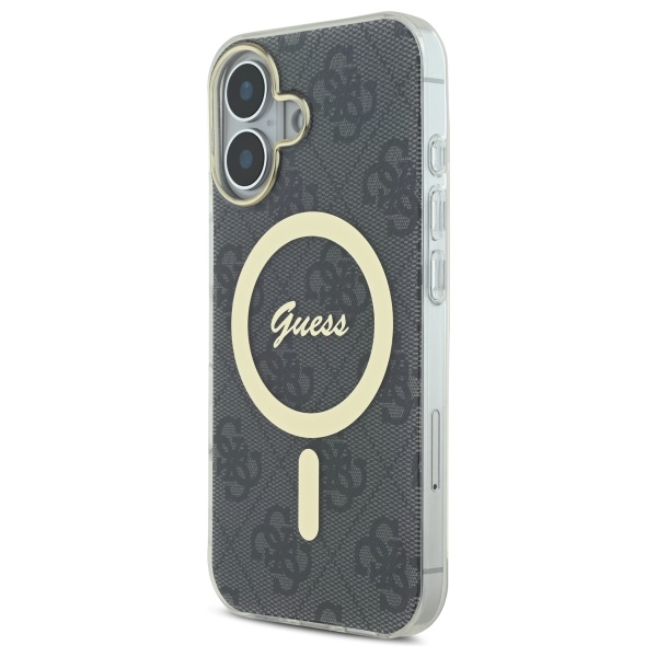 Guess Coque rigide IML MagSafe noire pour iPhone 16 Plus
