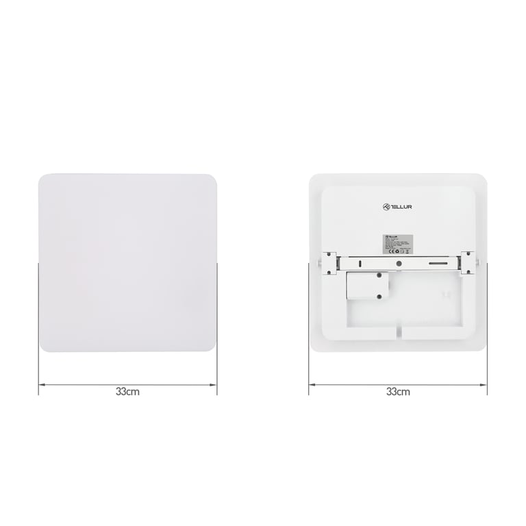 Plafonnier LED Tellur WiFi, 24W, blanc/chaud, variateur, carré, blanc