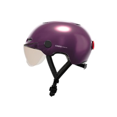 Cosmo Fusion+ taglia M, viola - Casco con illuminazione posteriore per bicicletta intelligente e connessa - luce di stop automatica, rilevamento cadute, condivisione del percorso, assicurazione individuale ALLIANZ offerta per 1 anno