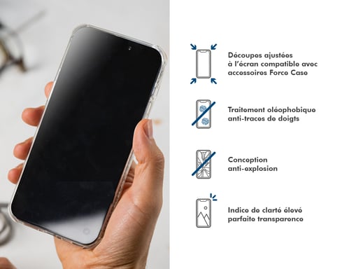 Protège écran pour iPhone 16 Plus / 15 Plus / 14 Pro Max Mat Anti-reflet 2.5D Verre trempé + Garantie à vie - Certifié GRS Force Glass
