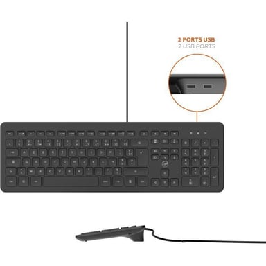 MOBILITY LAB ML304250 - Teclado con cable para PC de negocios con 2 concentradores USB integrados - Negro