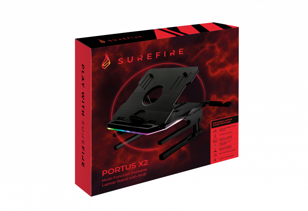 SureFire Portus X2 Support pour ordinateur portable multifonction jeu RVB 10 17.3 - vue 4
