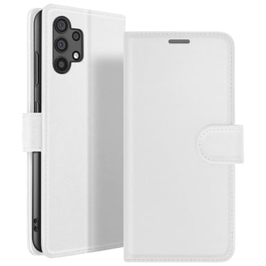Zanaé Funda tipo cartera para Galaxy A32 4G con soporte y lengüeta magnética Blanco
