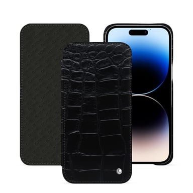 Housse cuir Apple iPhone 15 Pro Max -  - Noir - Cuir Abaca