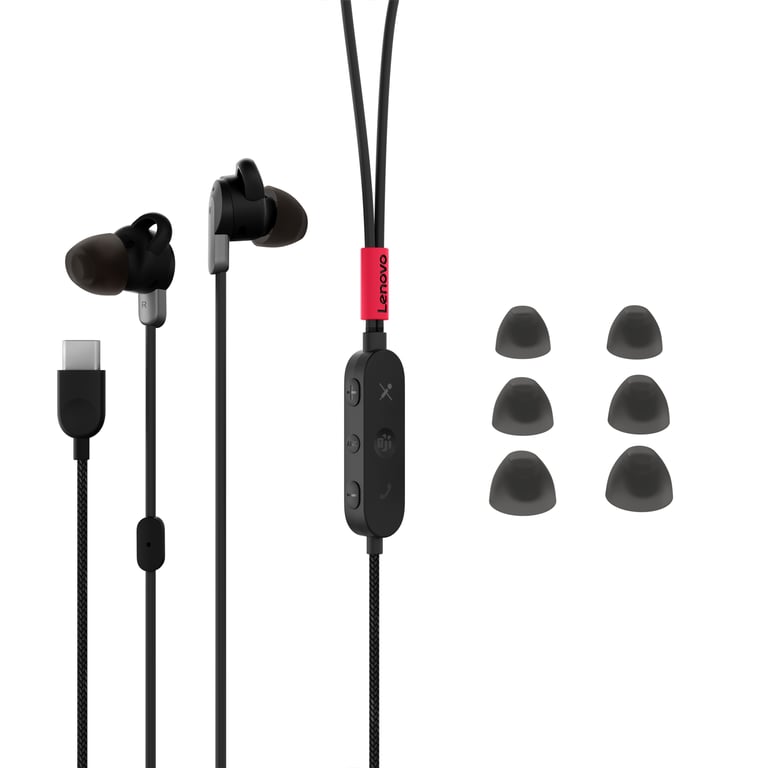 Lenovo 4XD1C99220 écouteur/casque Avec fil Ecouteurs Musique/Quotidien USB Type-C Noir - Neuf