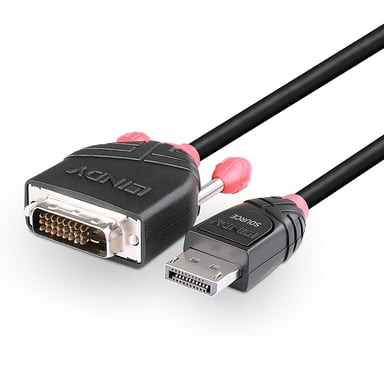 Lindy 41491 adaptador de cable de vídeo 2 m DisplayPort DVI-D Negro