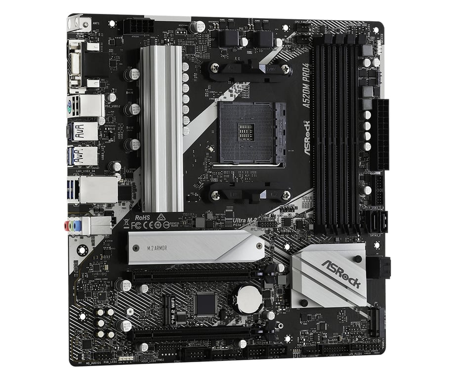 Asrock A520M Pro4 Emplacement AM4 micro ATX Neuf - vue 2