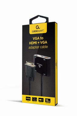 Gembird A-VGA-HDMI-02 câble vidéo et adaptateur 0,15 m HDMI + VGA (D-Sub) VGA (D-Sub) Noir