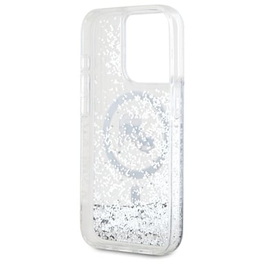 Custodia Karl Lagerfeld per iPhone 15 Pro Max 6,7'' Liquid Glitter custodia rigida trasparente Karl&Choupette Head Magsafe
