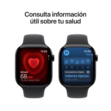 Apple Watch Series 11 GPS 46mm Boitier en Aluminium Noir de Jais avec Black Sport Band - S/M