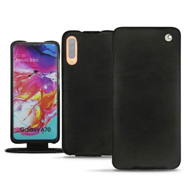 Funda de piel Samsung Galaxy A70 - Solapa vertical - Negro - Piel lisa de primera calidad