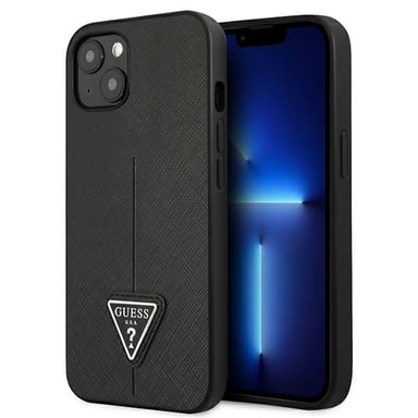 Custodia Guess per iPhone 14 Plus 6,7'' nero Logo SaffianoTriangolo