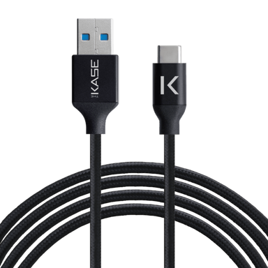 Câble USB 3.2 Gen 2 charge rapide USB-C vers USB-A métallisé tressé  Charge/sync (1M), Noir - The Kase
