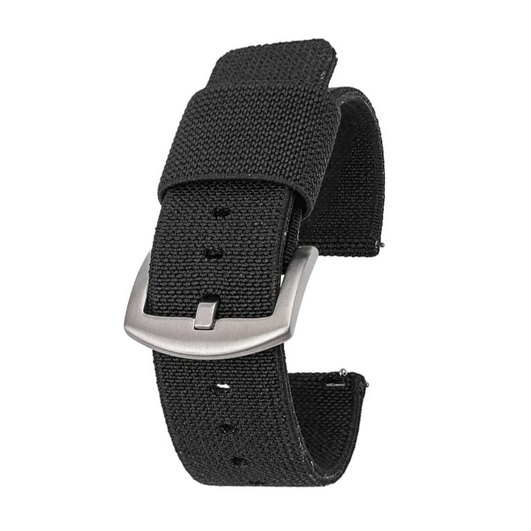 INF Bracelet De Montre En Nylon Avec Barrettes À Ressort À Dégagement Rapide Black 20 Mm Noir - vue 2