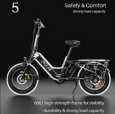 Vélo cargo électrique PIXAR Plus7 Longtail 20 pouces, 500 W, batterie 48 V 10 Ah