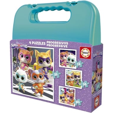 Puzzles progresivos - EDUCA - SuperKitties - 12+16+20+25 piezas