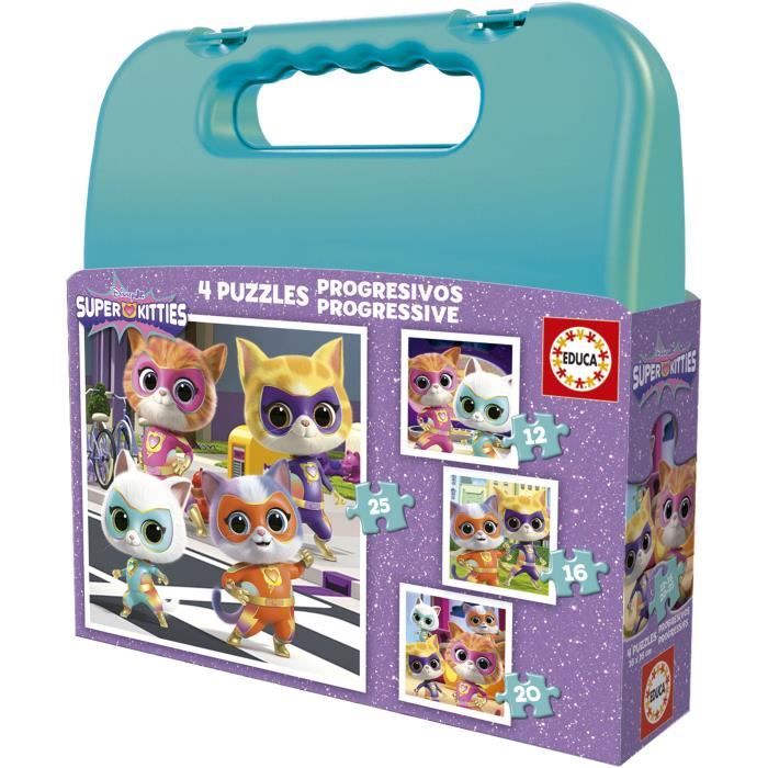 Malette puzzles progressifs EDUCA SuperKitties 12+16+20+25 pièces - vue 7