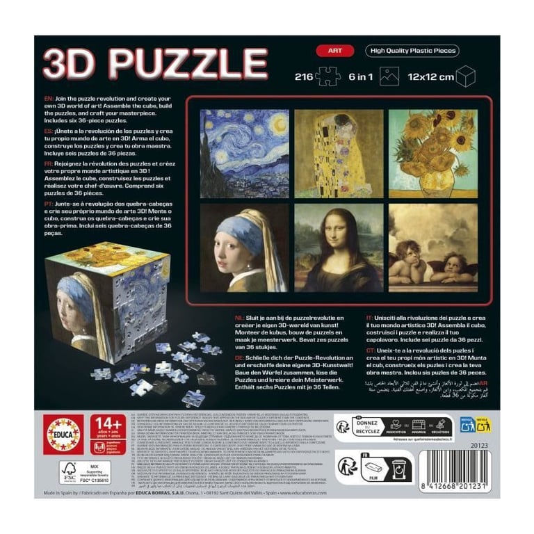 3D Cube Art Puzzle 6 en 1 Educa 20123 - Neuf