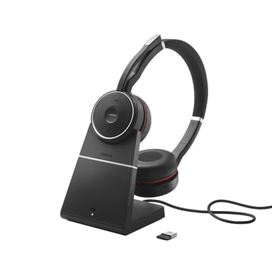 Evolve 75 UC Cuffie stereo con e senza fili ad archetto per scrivania/centro chiamate Micro-USB Bluetooth Nero