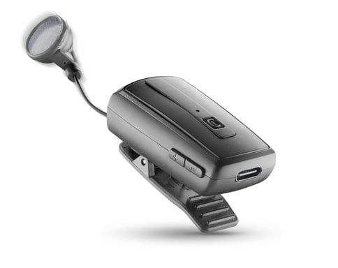 Cellularline Roller Clip Classic Écouteur Bluetooth® mono à capsule avec câble enroulable et clip de fixation