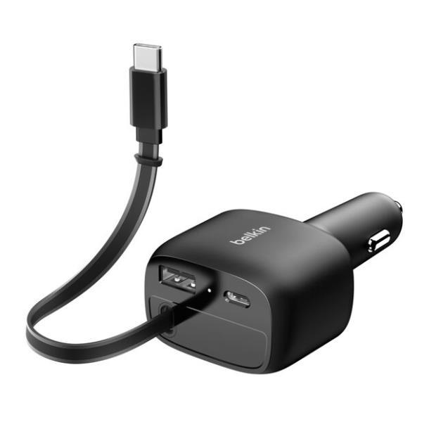 Belkin Chargeur de Voiture USB C avec Câble USB C Rétractable Compatible avec 'iPhone 17 Et 16 Galaxy S25 AirPods Tablettes MacBook Chromebook etc. Indispensables pour Le Voyage - vue 2