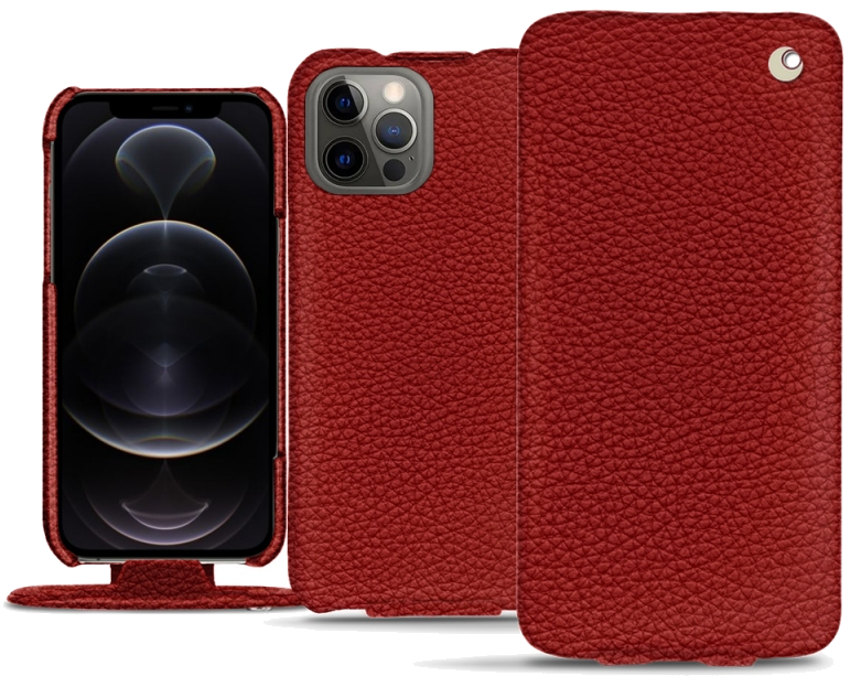 Housse cuir Apple iPhone 12 Pro - Rabat verticalRouge