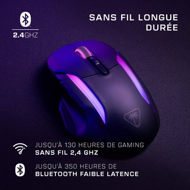 Turtle Beach Kone II Air - Souris Gaming RGB Ergonomique Sans Fil,Bbatterie 350h, Capteur Optique 26 000 DPI, 21 Entrées Personnalisables, Molette 4D Free-Spin - Noir