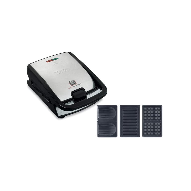 Appareil croque-gaufre Tefal SW852D Snack Collection 700 W Plaques démontables Noir/Acier inoxydable - Neuf
