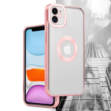 Coque pour Apple iPhone 12 en Transparent - Rose Housse de protection Étui en silicone TPU flexible avec application Chrome