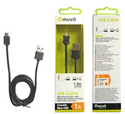 Spring Cable Rond Charge & Synchro 1A Micro-Usb 1M Noir