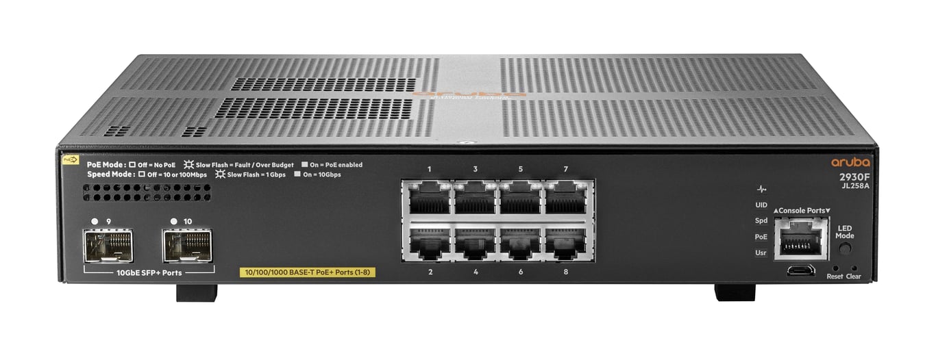 HPE ARUBA Commutateur 8G PoE+ 2SFP+ C3 Géré 8 x 101001000 PoE+ + 2 x 1 gigabit10 gigabit SFP+ liaison montante - vue 3