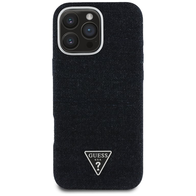 Guess Coque Denim Triangle Logo MagSafe pour iPhone 16 Pro Max Noir - vue 2