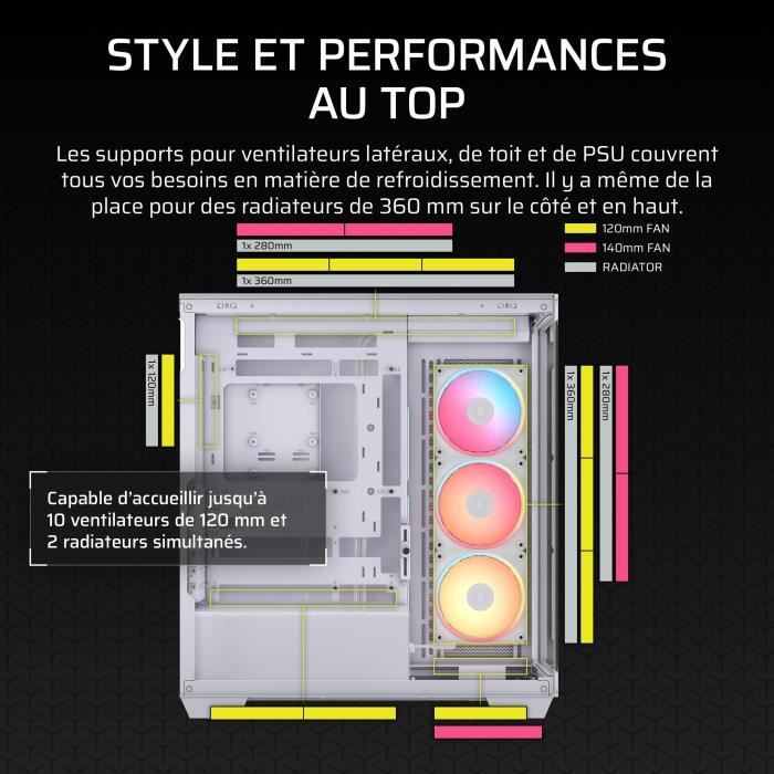Boitier PC CORSAIR LXR LINK Tempered Glass Mid Tower 3 ventilateurs RGB à rotor inversé - vue 3
