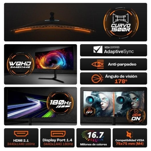 PcCom Elysium Pro 34 WQHD 180Hz Fast VA Incurvé Adaptive Sync Réglable en Hauteur Neuf - vue 4